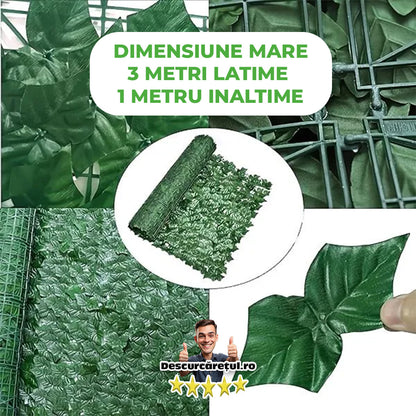 Gard Artificial Verde Decorativ 3 metri x  1 metru