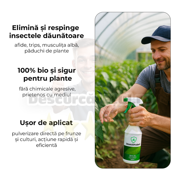 InsectProtect – Spray Bio împotriva dăunătorilor pentru plante și flori 🌱🌸